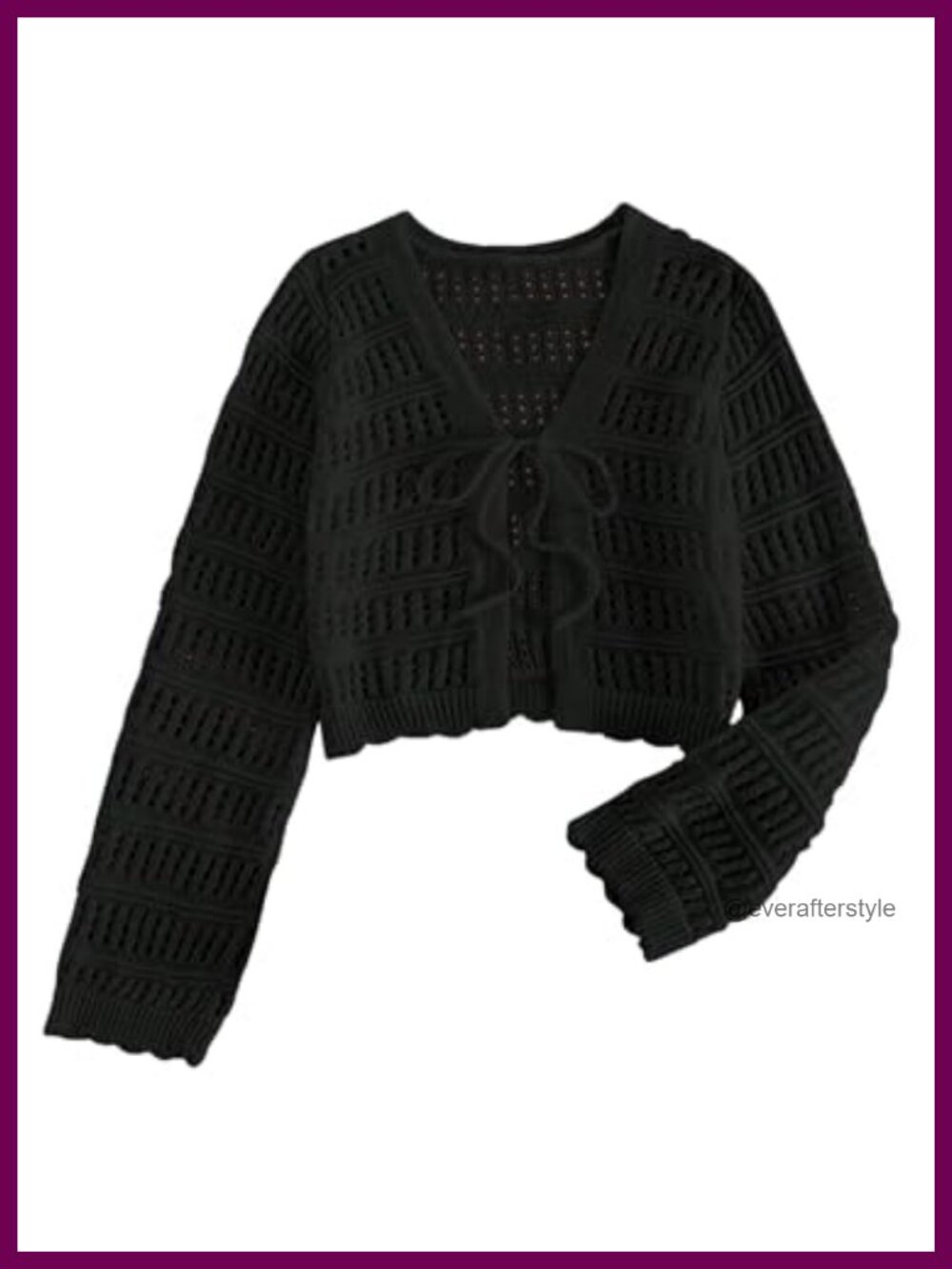 Women's Boho Tie Front Crochet Knit Cardigan Crop Top Sheer Lightweight Sweater